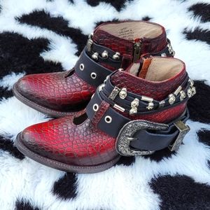 Never worn FreeBird by Steven Saloon boots in red croco size 6